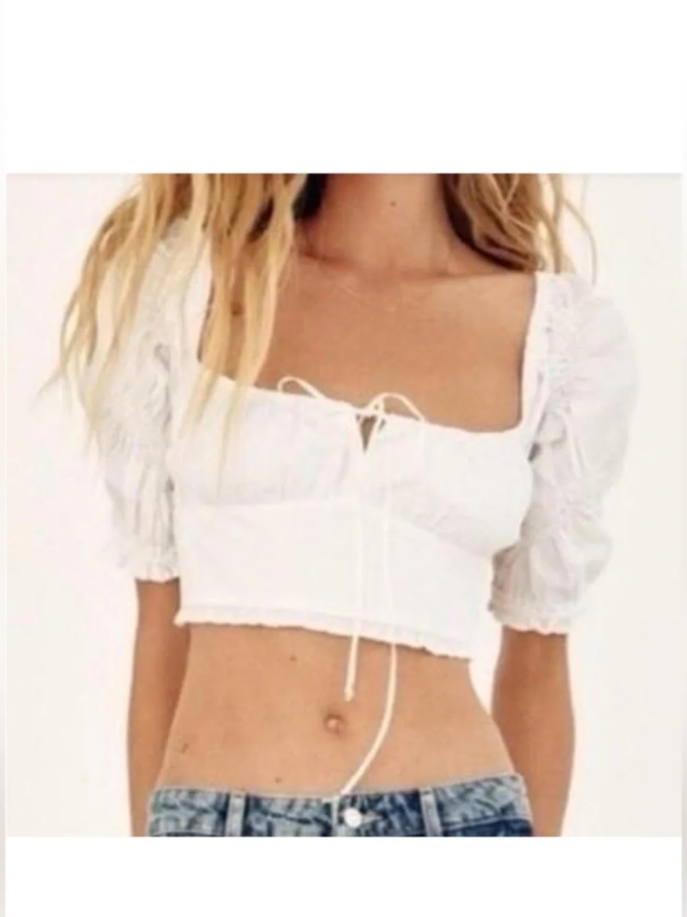 NEW Zara Smocked Backless Cropped Blouse - S